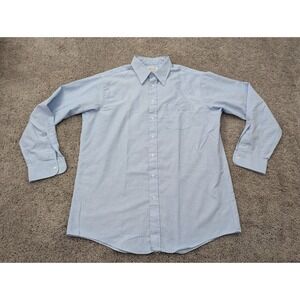 Vintage Arrow Dover Button Up Shirt Mens 17.5-36‎ Long Sleeve Blue Casual